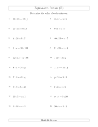 Equivalent Ratios With Variables B Fractions Worksheet Equivalent Ratios Fractions Worksheets Math Worksheet
