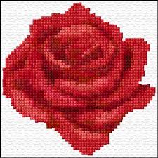 Beautiful single rose free cross stitch pattern.very suitable for beginners. Red Rose Cross Stitch