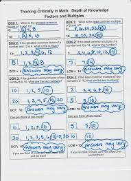 Https Www Teacherspayteachers Com Product Dok Levels 1 2 And 3 Factors And Multiples 3086424 Factors And Multiples Common Multiples Least Common Multiple