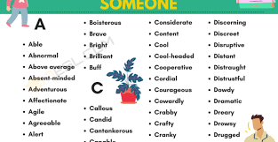 It is a part of speech. Adjectives To Describe Someone Vocabulary Word List Fluent Land