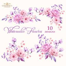 Isolation is on a transparent layer in png format. Watercolor Purple Flowers Purple Flower Clipart Digital Etsy Flower Clipart Pink Watercolor Flower Digital Flowers