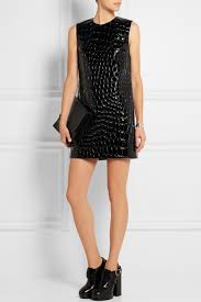 Black Croc Effect Faux Patent Leather Mini Dress Miu Miu Mini Dress Leather Mini Dress Dresses