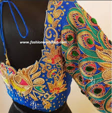 Embroidery Peacock Simple Maggam Work Blouse Designs Designer floor length anarkali dresses. embroidery peacock simple maggam work