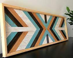 Turquoise Wood Wall Art Hanging Wooden Wall Art Bohemian Etsy In 2021 Wood Wall Art Reclaimed Wood Wall Art Wood Art