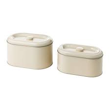 Beromlig Storage Tin With Lid Set Of 2 Beige Ikea Ikea Food Storage Food Storage Organization Bread Tin