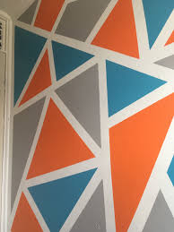 Here is a great idea to paint on your child's bedroom walls. Wall Art Done With Frog Tape Very Simple To Do And Very Effective Wall Paint Designs Geometric Wall Art Wall Painting
