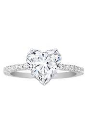 Heart Shape Diamond Engagement Ring Pave Band Heart Shaped Diamond Ring Heart Shaped Diamond Engagement Ring Heart Shaped Engagement Rings