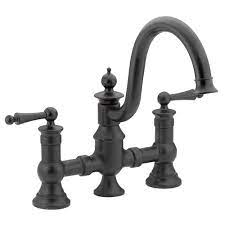 Discover our full range of styles, from modern to traditional + finishes regulator gooseneck double spout marquee kitchen faucet, black wheel handles and spray with over 40 years of experience, waterworks brings impeccable style and. Moen S713wr Waterhill Two Handle Traditional Bridge Kitchen Faucet With Side Sprayer Wrought Iron Touch On Kitchen Sink Faucets Amazon Com