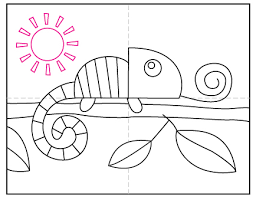 Allow the lines to meet in a rounded point. How To Draw A Chameleon Art Projects For Kids