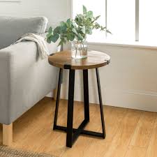 Rustic Side Table Rustic Oak In 2020 Rustic Side Table Round Side Table Side Table