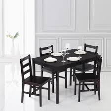 Ikayaa Modern 5pcs Pine Wood Kitchen Dining Table And 4 Chairs Set Dark Wood Dining Table Cheap Dining Room Sets Dining Table In Kitchen