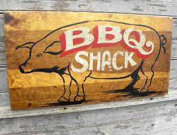 Bbq Sign Original Hand Painted Wooden Sign Faux Etsy Vintage Wood Signs Bbq Signs Antique Signs