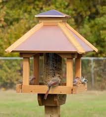 Bird Feeder For Large Birds Cedar Gazebo Bird Feeder With Copper Top Roof Bird Feeders Wooden Bird Feeders Large Bird Feeders Wood Bird Feeder