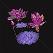 Find & download free graphic resources for lotus pattern. Embroidery Floral Pattern With Lotus And Leaves Vector Illustration C Margolana 8174095 Stockfresh