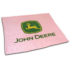 The john deere logo is jacquard woven into the fabric for a big, bold look. John Deere Pink Trademark Sherpa Blanket 15123