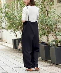 le coeur blanc ルクールブラン の ハイウエストワイドキャミサロペット サロペット オーバーオール 詳細画像 ファッション オーバーオール サロペット