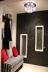 My Entryway Black Gloss On Black Flat Paint Damask Stencils Room Inspiration Home Diy Home Decor