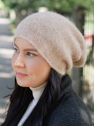 Pink Sand Wool & Silk Slouchy Beanie