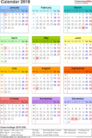 Excel Calendar 2018 (UK): 16 printable templates (xlsx, free)