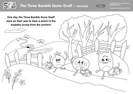 Summer day picnic coloring page. The Three Bumble Nums Gruff Coloring Pages Super Simple