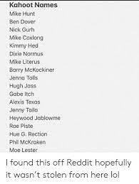List Of Funny Names Like Ben Dover Funny Goal