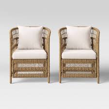 Mulberry 2pk Patio Chair Natural Threshold In 2020 Patio Chairs Wicker Dining Chairs Comfy Seating