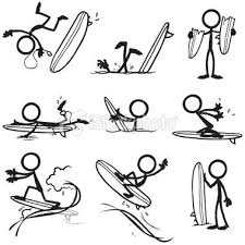 Stickfigures Surfing And Doing Different Actions Stick Figure Drawing Stick Drawings Surf Drawing