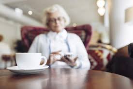 See more ideas about coffee break table, console table, modern console tables. Coffee Cup On Table And Senior Woman Using Mobile Phone During Coffee Break In Cafe Female Background Stock Photo 199974820