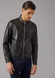 Biker Jacket In Matt Nappa Leather For Men Giorgio Armani Biker Jacket Armani Leather Men