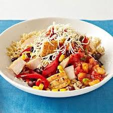 Flat Belly Foods 400 Calorie Lunch Recipes Baja Style Chicken Bowl Heat 1 Teaspoon Olive Oil In A Medium Skillet Over Medium He Flat Belly Foods Food Healthy