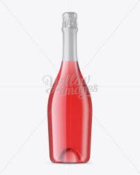 Clear glass pink champagne bottle with textured foil mockup. Pink Champagne Bottle Mockup Front View In Bottle Mockups On Yellow Images Object Mockups