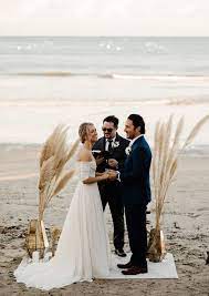 California Beach Ceremony Modern Boho Wedding Wedding Alter Ideas Outdoor California Beach Wedding Outdoor Beach Wedding Simple Beach Wedding
