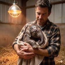 He had spent years working with elephants, but nothing prepared him for the moment he lifted the tiny newborn calf into his arms for the very first time. The baby was still