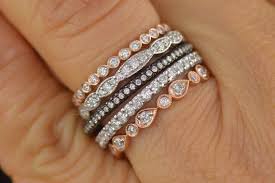 Diamond Stacking Bands Five Stackable Diamond Bands In White Etsy In 2020 Stackable Diamond Bands Stacked Diamond Bands Eternity Band Diamond