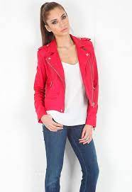 Iro Ashville Cropped Leather Jacket In Fuchsia