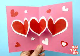 Fan fold 1 sheet of construction paper. Easy Heart Pop Up Cards Red Ted Art Make Crafting With Kids Easy Fun
