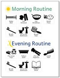 home morning and evening routine chart autism