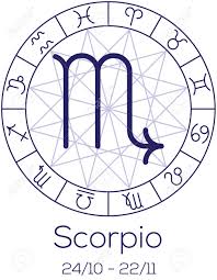 Zodiac Sign Scorpio Astrological Symbol In Wheel With Polygonal