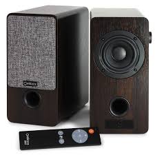 Amazon Com Micca On3英寸供电书架箱音箱带遥控器48瓦 24 W X 2 Rms Power 前置与后置输入 Jacks Gateway Bookshelf Speakers Best Speakers For Vinyl Speaker