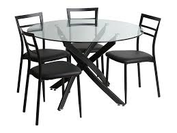 Composée d'une chaise berçante, d'un fauteuil et de deux tables basses, la série est désormais complétée par une nouvelle table ronde pouvant accueillir quatre personnes. Ensemble Table A Manger Ronde En Metal Verre L120cm Et 4 Chaises Metal Becky Chaises De Table A Manger Table Et Chaises Ensemble Table Et Chaise