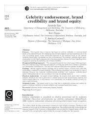 Pdf Celebrity Endorsement Brand Credibility And Brand Equity