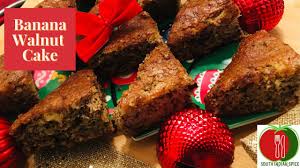 As the steps in the above image show, simply assemble the ingredients, add them to your bowl, mix thoroughly, and then pour the batter into a buttered cake pan. Recipes Baked Goods How To Make Banana Walnut Cake