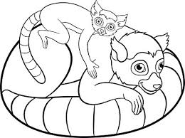 All ring tailed lemur coloring page pages baby. Coloring Pages Mother Lemur With Her Cute Baby Clipart Image