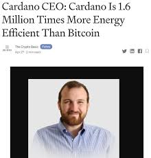 I think cardano has a great opportunity to eat ethereum's lunch over the next 2 years, before ethereum 2.0. Cardano Ceo Cardano Is 1 6 Million Times More Energy Efficient Than Bitcoin Cardano