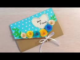 We are also showing the material that we used in this card. Friendship Day Card Idea Diy Handmade Friendship Day Card Youtube Handmade Paper Crafts Diy Bottle Crafts Handmade Birthday Cards