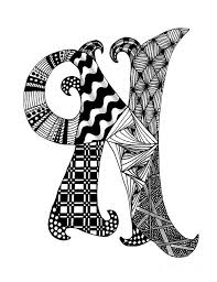 Zentangle Letter N Monogram In Black And White Drawing Zentangle Patterns Canvas Letters Doodle Alphabet
