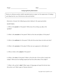 After covering the technical aspects of a poem, it is best. Poetry Worksheets Analyzing Poetry Worksheets