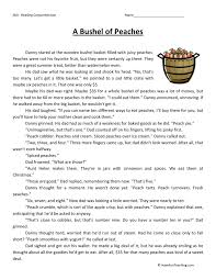 bushel of peaches reading comprehension worksheet have fun teaching