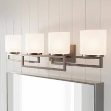 Home Decorators Collection Tustna 4 Light Brushed Nickel Bathroom Vanity Light With Opal Glass Shades 20367 001 The Home Depot