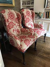 Red And White Wingback Chairs A Pair On Chairish Com Wingback Chair Chair White Accent Chair